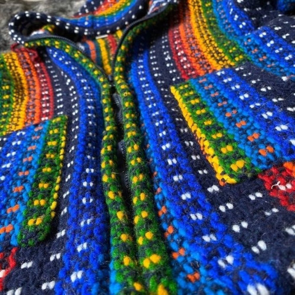 Rainbow Eucadorian Artisan Knit Jacket - Picture 7 of 7